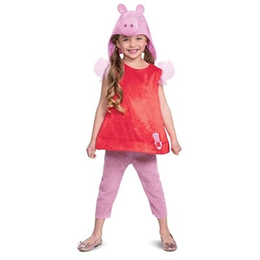 Disguise Child Peppa Pig Costume Pink glitter leggings red dress Size 4/6X